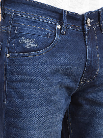 Denim Jeans for Men l Breathable & Soft with Color Fastness Ultra Narrow Fit Cotton Fabric Solid Pattern Button Closure