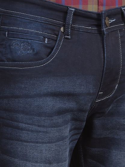Denim Jeans for Men l Breathable & Soft with Color Fastness Ultra Narrow Fit Cotton Fabric Solid Pattern Button Closure