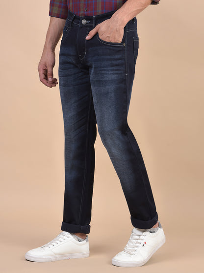 Denim Jeans for Men l Breathable & Soft with Color Fastness Ultra Narrow Fit Cotton Fabric Solid Pattern Button Closure