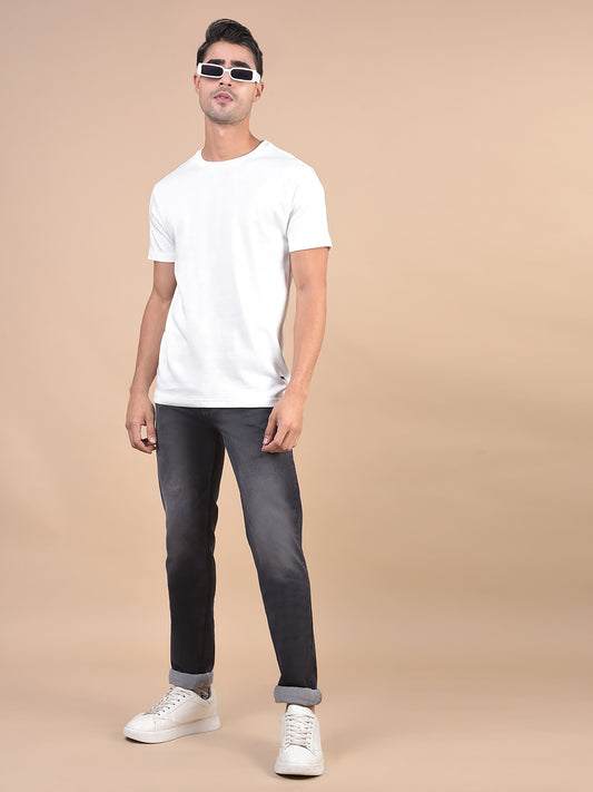 Denim Jeans for Men l Breathable & Soft with Color Fastness Ultra Narrow Fit Cotton Fabric Solid Pattern Button Closure