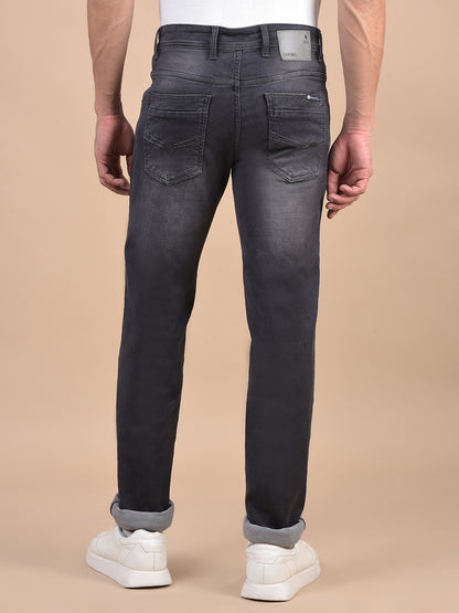 Denim Jeans for Men l Breathable & Soft with Color Fastness Ultra Narrow Fit Cotton Fabric Solid Pattern Button Closure