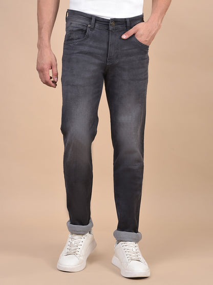 Denim Jeans for Men l Breathable & Soft with Color Fastness Ultra Narrow Fit Cotton Fabric Solid Pattern Button Closure