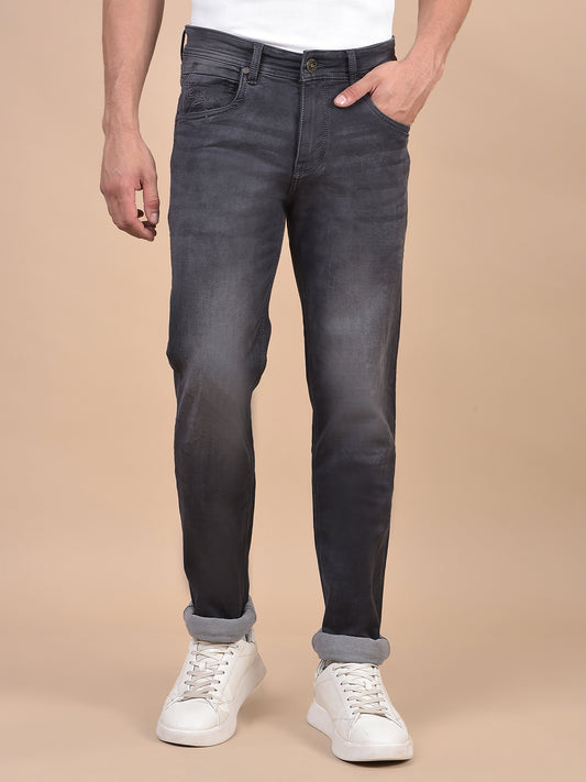 Denim Jeans for Men l Breathable & Soft with Color Fastness Ultra Narrow Fit Cotton Fabric Solid Pattern Button Closure