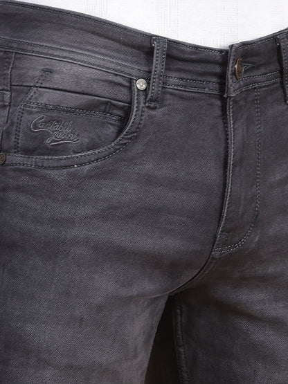 Denim Jeans for Men l Breathable & Soft with Color Fastness Ultra Narrow Fit Cotton Fabric Solid Pattern Button Closure