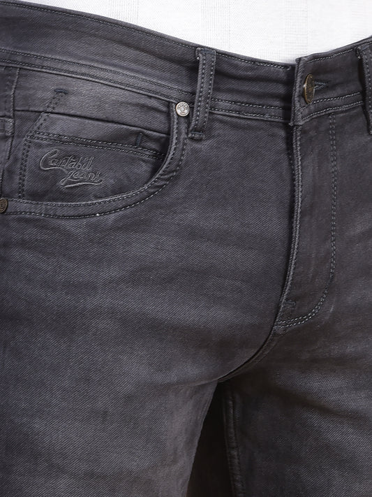 Denim Jeans for Men l Breathable & Soft with Color Fastness Ultra Narrow Fit Cotton Fabric Solid Pattern Button Closure