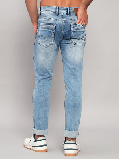 Denim Jeans for Men l Breathable & Soft with Color Fastness Ultra Narrow Fit Cotton Fabric Solid Pattern Button Closure