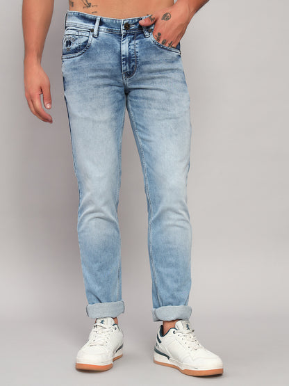 Denim Jeans for Men l Breathable & Soft with Color Fastness Ultra Narrow Fit Cotton Fabric Solid Pattern Button Closure