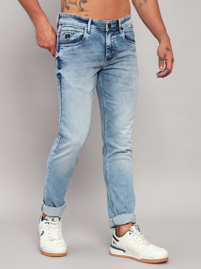 Denim Jeans for Men l Breathable & Soft with Color Fastness Ultra Narrow Fit Cotton Fabric Solid Pattern Button Closure
