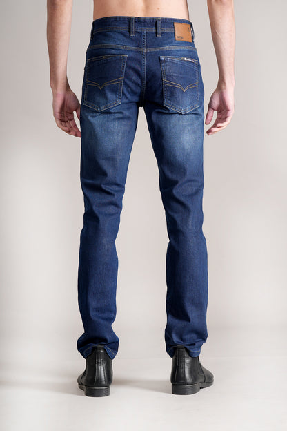 Denim Jeans for Men l Breathable & Soft with Color Fastness Ultra Narrow Fit Cotton Fabric Solid Pattern Button Closure