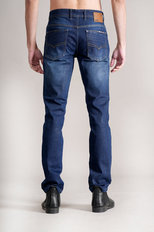 Denim Jeans for Men l Breathable & Soft with Color Fastness Ultra Narrow Fit Cotton Fabric Solid Pattern Button Closure