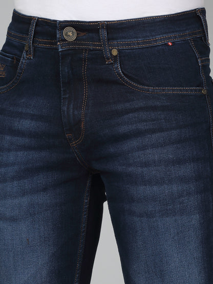Denim Jeans for Men l Breathable & Soft with Color Fastness Ultra Narrow Fit Cotton Fabric Solid Pattern Button Closure