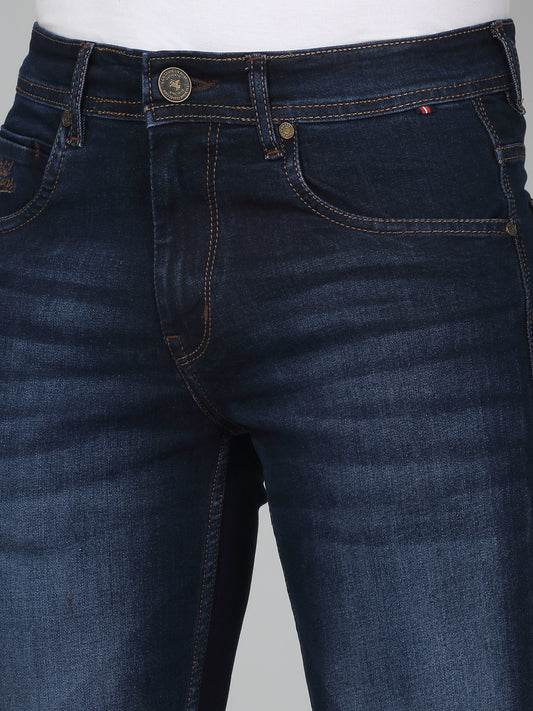 Denim Jeans for Men l Breathable & Soft with Color Fastness Ultra Narrow Fit Cotton Fabric Solid Pattern Button Closure