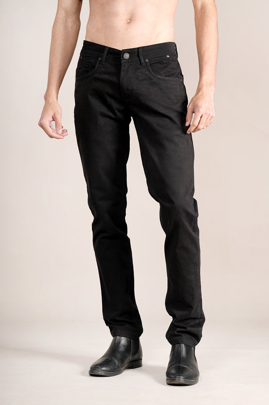 Denim Jeans for Men l Breathable & Soft with Color Fastness Ultra Narrow Fit Cotton Fabric Solid Pattern Button Closure