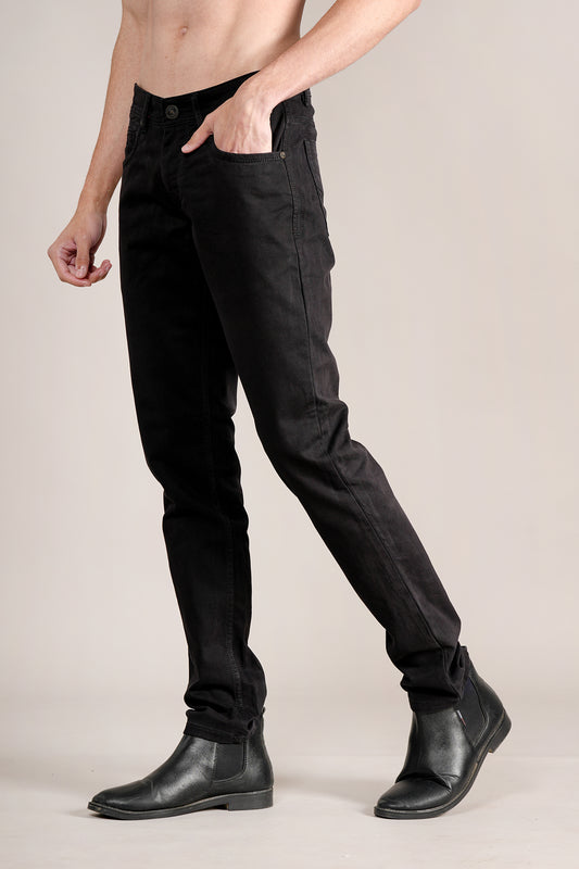 Denim Jeans for Men l Breathable & Soft with Color Fastness Ultra Narrow Fit Cotton Fabric Solid Pattern Button Closure