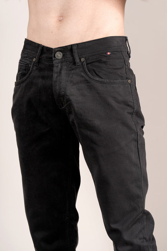 Denim Jeans for Men l Breathable & Soft with Color Fastness Ultra Narrow Fit Cotton Fabric Solid Pattern Button Closure