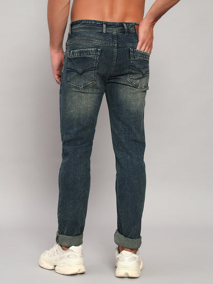 Denim Jeans for Men l Breathable & Soft with Color Fastness Ultra Narrow Fit Cotton Fabric Solid Pattern Button Closure