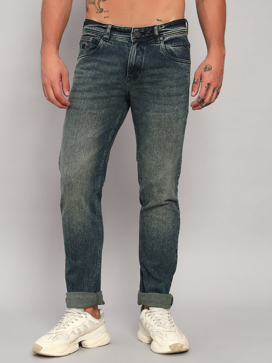 Denim Jeans for Men l Breathable & Soft with Color Fastness Ultra Narrow Fit Cotton Fabric Solid Pattern Button Closure