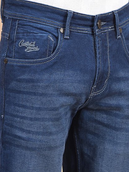 Denim Jeans for Men l Breathable & Soft with Color Fastness Ultra Narrow Fit Cotton Fabric Solid Pattern Button Closure