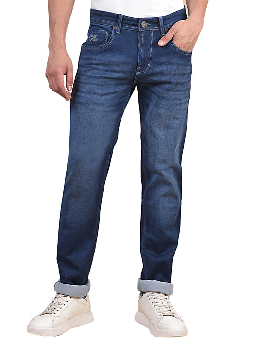 Denim Jeans for Men l Breathable & Soft with Color Fastness Ultra Narrow Fit Cotton Fabric Solid Pattern Button Closure