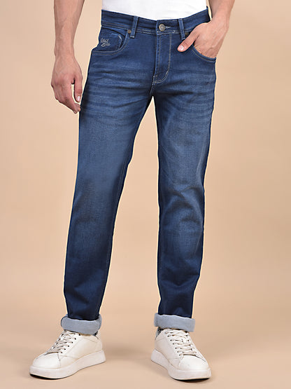 Denim Jeans for Men l Breathable & Soft with Color Fastness Ultra Narrow Fit Cotton Fabric Solid Pattern Button Closure