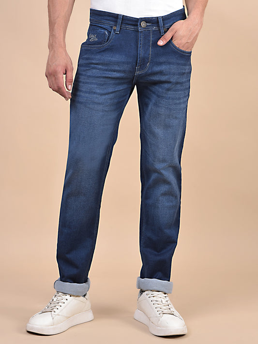 Denim Jeans for Men l Breathable & Soft with Color Fastness Ultra Narrow Fit Cotton Fabric Solid Pattern Button Closure