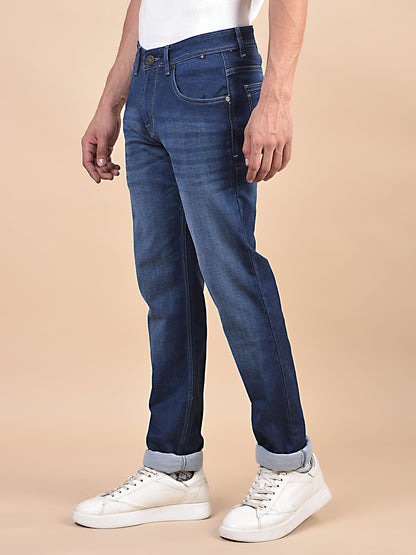 Denim Jeans for Men l Breathable & Soft with Color Fastness Ultra Narrow Fit Cotton Fabric Solid Pattern Button Closure