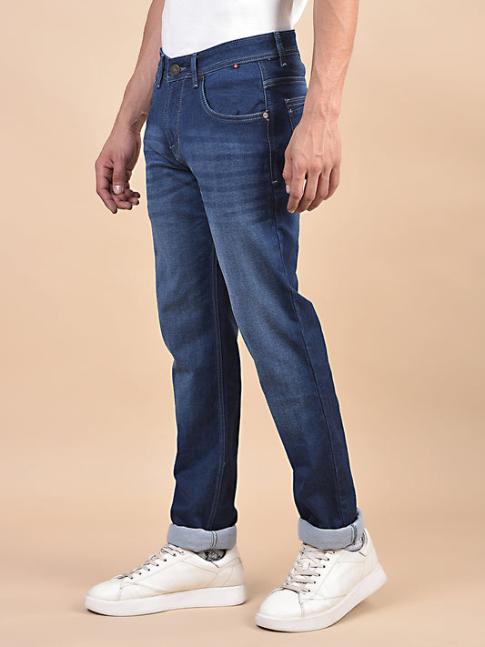 Denim Jeans for Men l Breathable & Soft with Color Fastness Ultra Narrow Fit Cotton Fabric Solid Pattern Button Closure