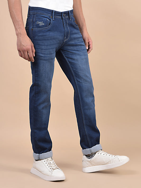Denim Jeans for Men l Breathable & Soft with Color Fastness Ultra Narrow Fit Cotton Fabric Solid Pattern Button Closure
