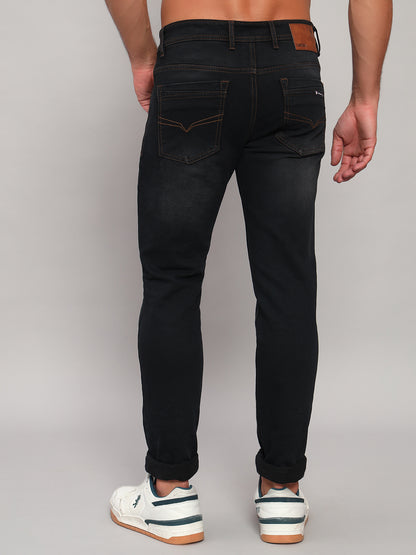 Denim Jeans for Men l Breathable & Soft with Color Fastness Ultra Narrow Fit Cotton Fabric Solid Pattern Button Closure