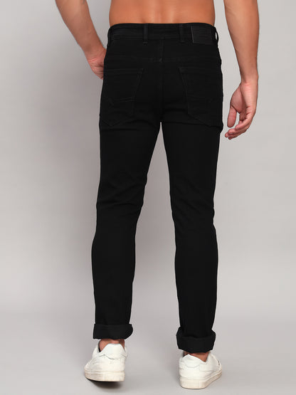 Denim Jeans for Men l Breathable & Soft with Color Fastness Ultra Narrow Fit Cotton Fabric Solid Pattern Button Closure