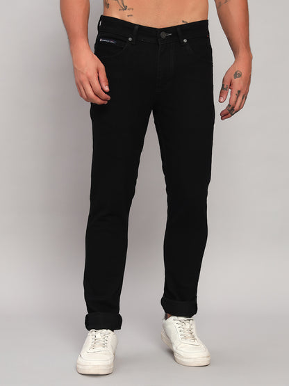 Denim Jeans for Men l Breathable & Soft with Color Fastness Ultra Narrow Fit Cotton Fabric Solid Pattern Button Closure