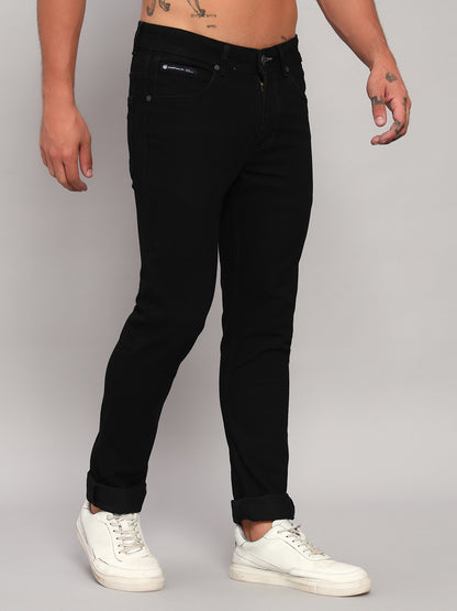 Denim Jeans for Men l Breathable & Soft with Color Fastness Ultra Narrow Fit Cotton Fabric Solid Pattern Button Closure