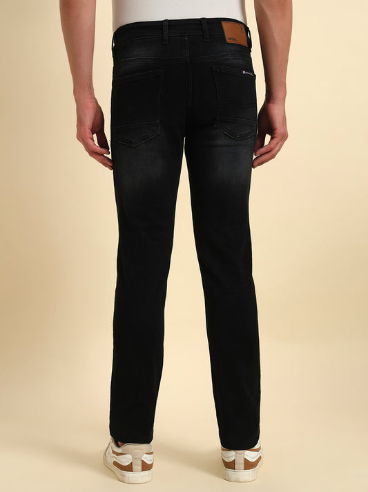 Denim Jeans for Men l Breathable & Soft with Color Fastness Ultra Narrow Fit Cotton Fabric Solid Pattern Button Closure