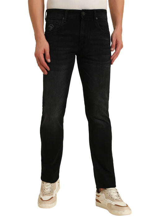 Denim Jeans for Men l Breathable & Soft with Color Fastness Ultra Narrow Fit Cotton Fabric Solid Pattern Button Closure