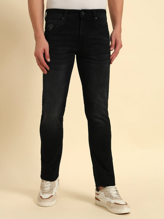 Denim Jeans for Men l Breathable & Soft with Color Fastness Ultra Narrow Fit Cotton Fabric Solid Pattern Button Closure