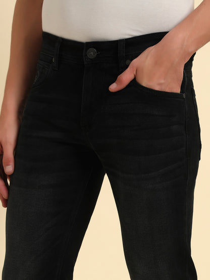 Denim Jeans for Men l Breathable & Soft with Color Fastness Ultra Narrow Fit Cotton Fabric Solid Pattern Button Closure