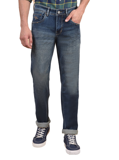 Denim Jeans for Men l Breathable & Soft with Color Fastness Ultra Narrow Fit Cotton Fabric Solid Pattern Button Closure