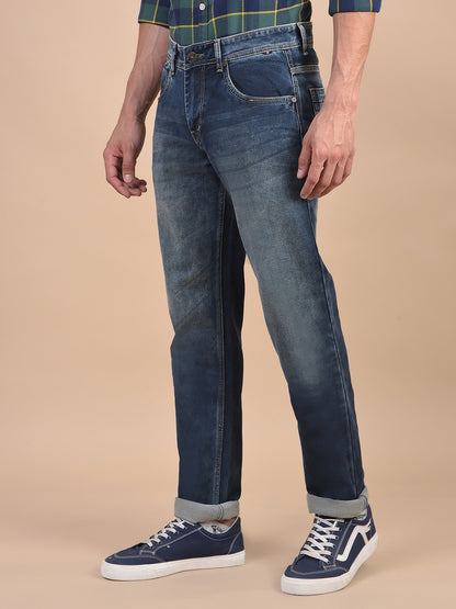 Denim Jeans for Men l Breathable & Soft with Color Fastness Ultra Narrow Fit Cotton Fabric Solid Pattern Button Closure