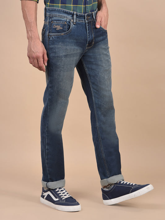 Denim Jeans for Men l Breathable & Soft with Color Fastness Ultra Narrow Fit Cotton Fabric Solid Pattern Button Closure