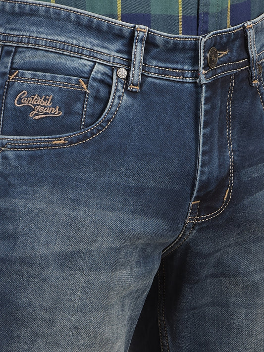 Denim Jeans for Men l Breathable & Soft with Color Fastness Ultra Narrow Fit Cotton Fabric Solid Pattern Button Closure