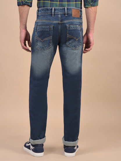Denim Jeans for Men l Breathable & Soft with Color Fastness Ultra Narrow Fit Cotton Fabric Solid Pattern Button Closure