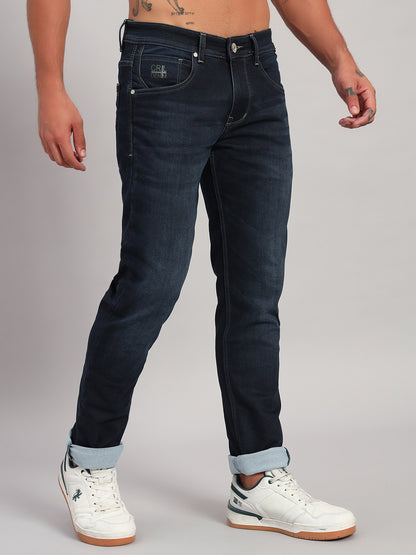 Denim Jeans for Men l Breathable & Soft with Color Fastness Ultra Narrow Fit Cotton Fabric Solid Pattern Button Closure