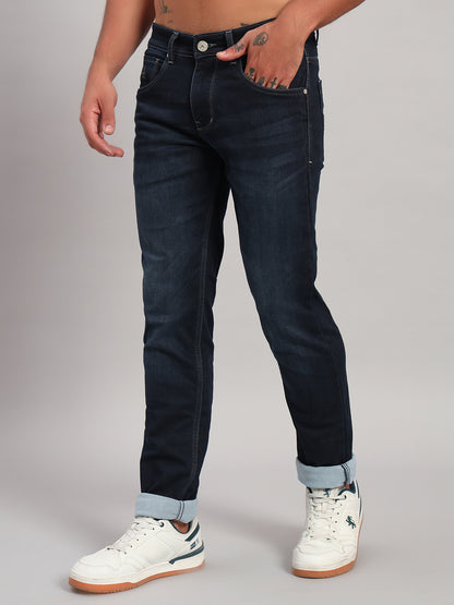 Denim Jeans for Men l Breathable & Soft with Color Fastness Ultra Narrow Fit Cotton Fabric Solid Pattern Button Closure