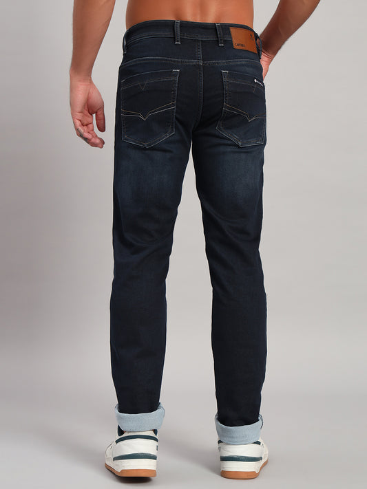 Denim Jeans for Men l Breathable & Soft with Color Fastness Ultra Narrow Fit Cotton Fabric Solid Pattern Button Closure