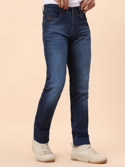 Denim Jeans for Men | Breathable & Soft with Color Fastness Straight Fit Cotton Blend Fabric Solid Pattern Button Closure