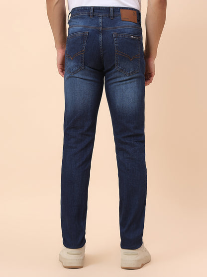 Denim Jeans for Men | Breathable & Soft with Color Fastness Straight Fit Cotton Blend Fabric Solid Pattern Button Closure