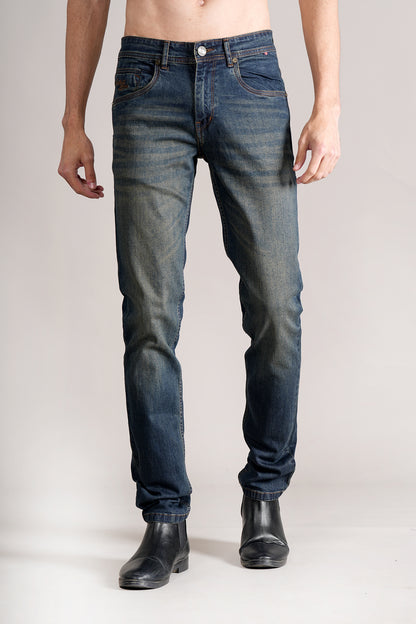 Denim Jeans for Men l Breathable & Soft with Color Fastness Ultra Narrow Fit Cotton Fabric Solid Pattern Button Closure