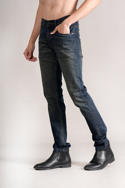 Denim Jeans for Men l Breathable & Soft with Color Fastness Ultra Narrow Fit Cotton Fabric Solid Pattern Button Closure
