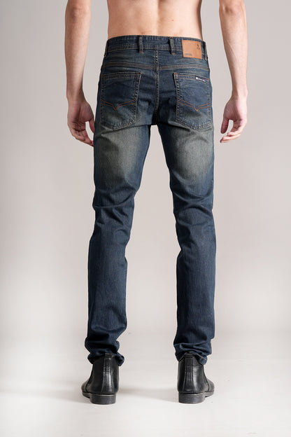 Denim Jeans for Men l Breathable & Soft with Color Fastness Ultra Narrow Fit Cotton Fabric Solid Pattern Button Closure