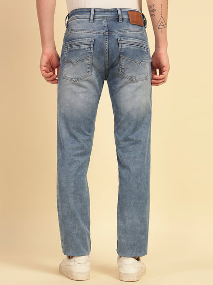 Denim Jeans for Men | Breathable & Soft with Color Fastness Ultra Narrow Fit Cotton Blend Fabric Solid Pattern Button Closure